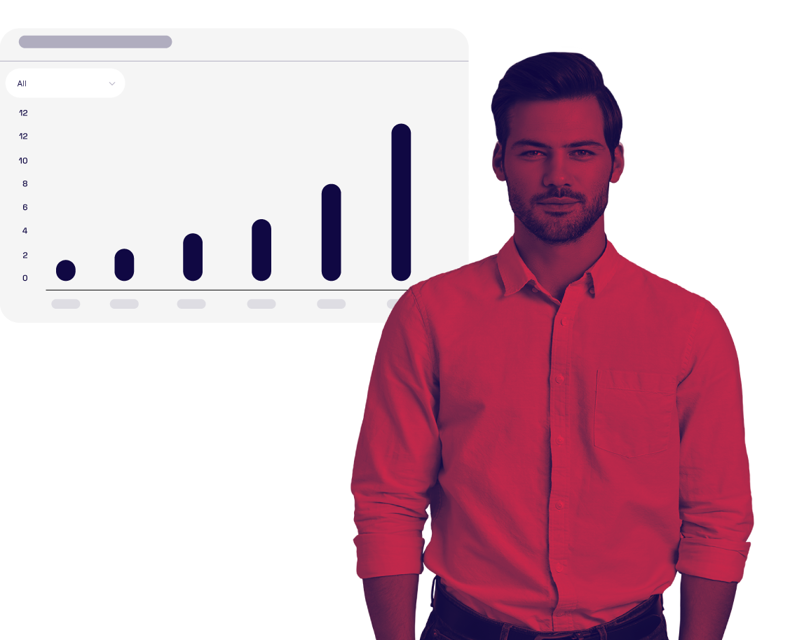 Man looking at bar chart